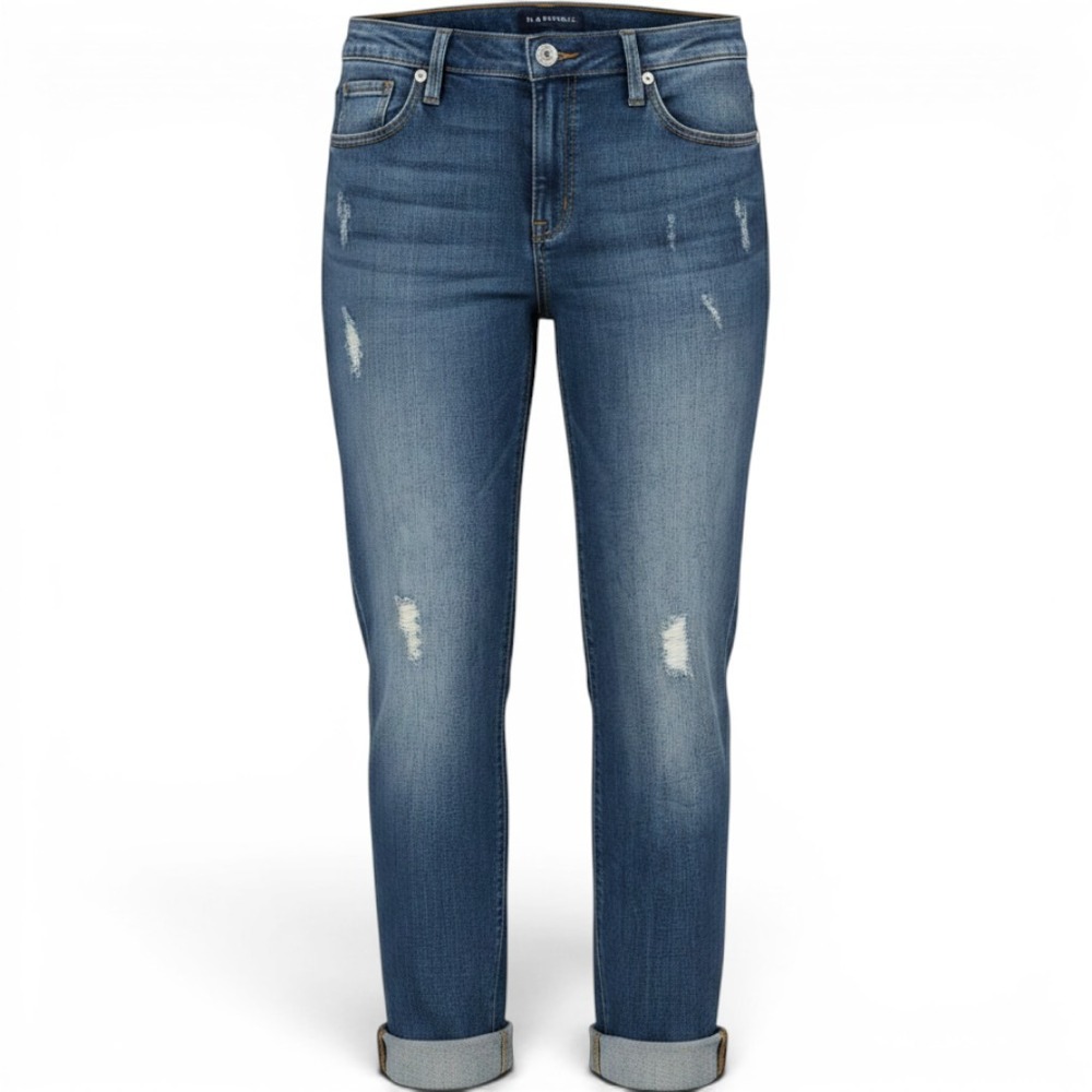 NWT Rock & Republic Slim Boyfriend Jeans 14M Medium Wash Y2K Distressed Low Rise